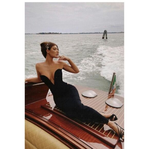 NWOT House Of Cb Martinez Maxi Black Skirt Cut Out Size S - Picture 4 of 12